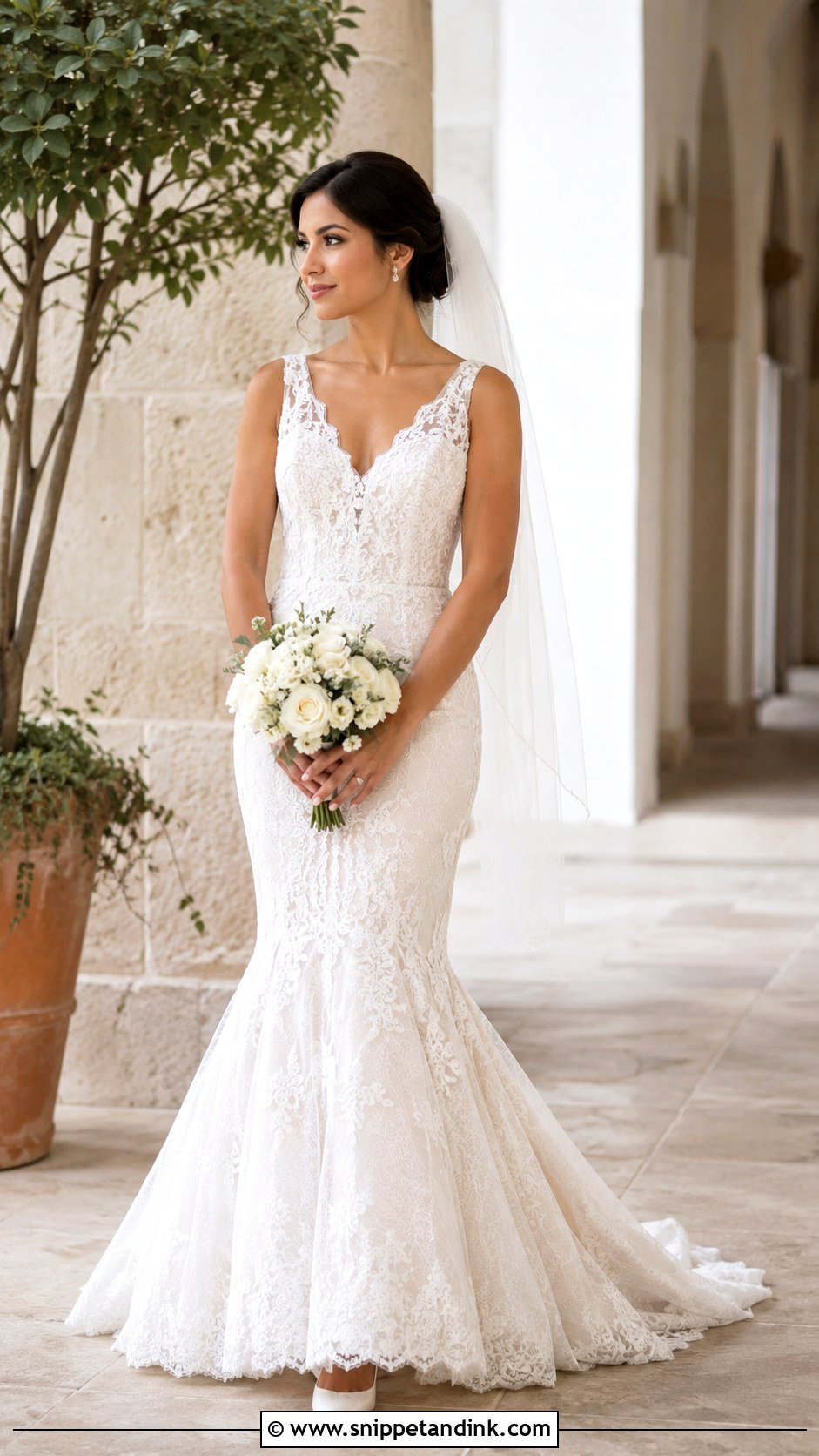 Petite Dropped Flare Mermaid Bridal Dress - Snippet and Ink - 20 Mermaid Bridal Dresses