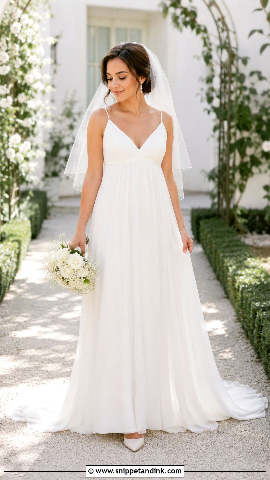Petite Empire Waist Court Train Wedding Dress - Snippet and Ink - 20 Court Train Wedding Dress Ideas