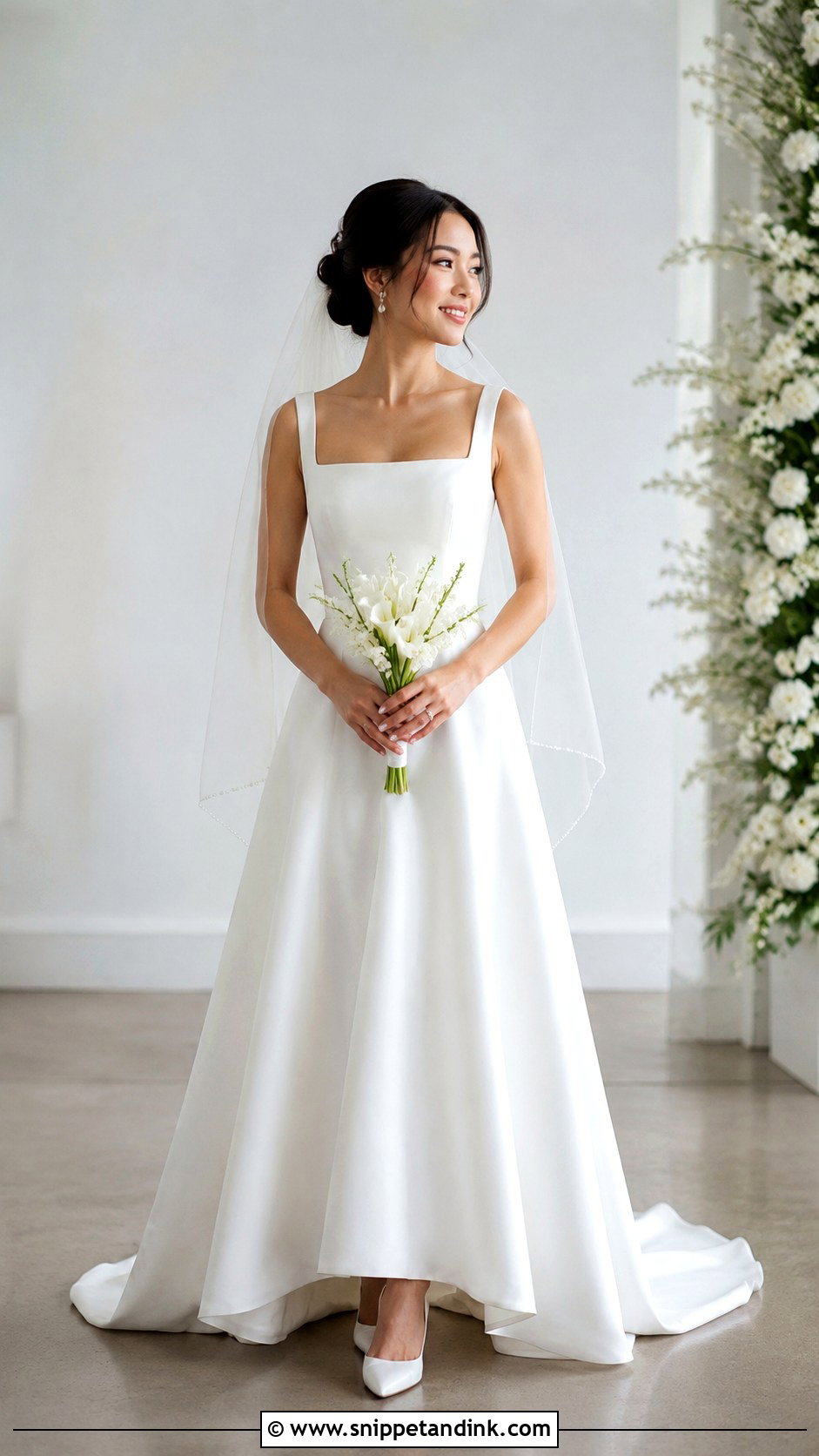 Petite Fit And Flare Wedding Dress With Simple Train - Snippet and Ink - 20 Flare Wedding Dress Ideas