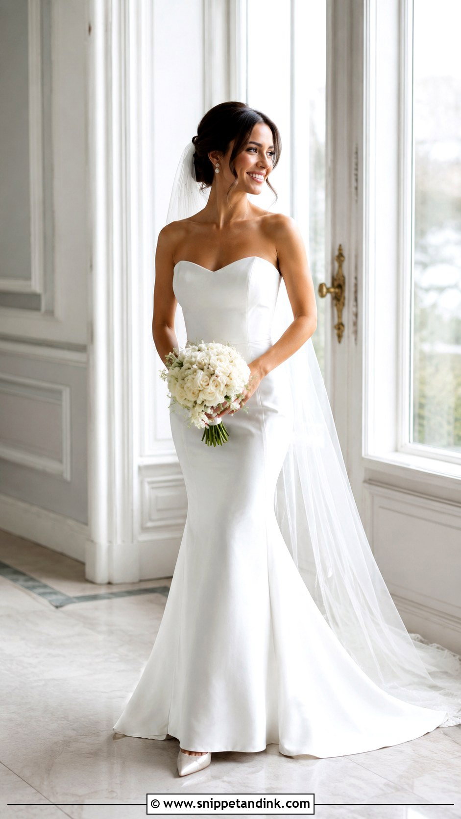 Petite Fit And Flare Wedding Dress With Simple Veil - Snippet and Ink - 25 Petite Wedding Dresses Short Bride