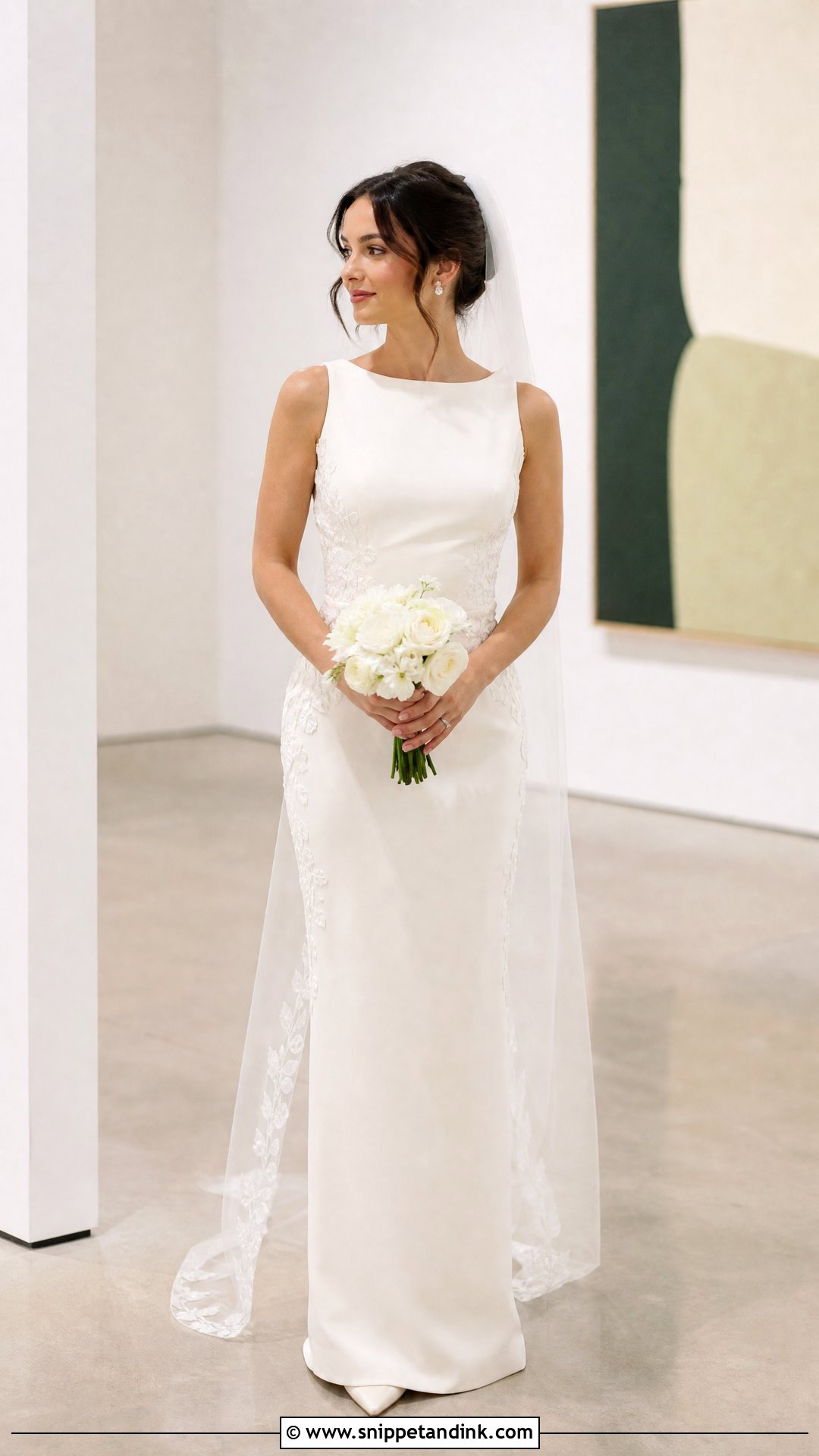 Petite Floral Sheath Wedding Dress - Snippet and Ink - 25 Flowers Wedding Dresses