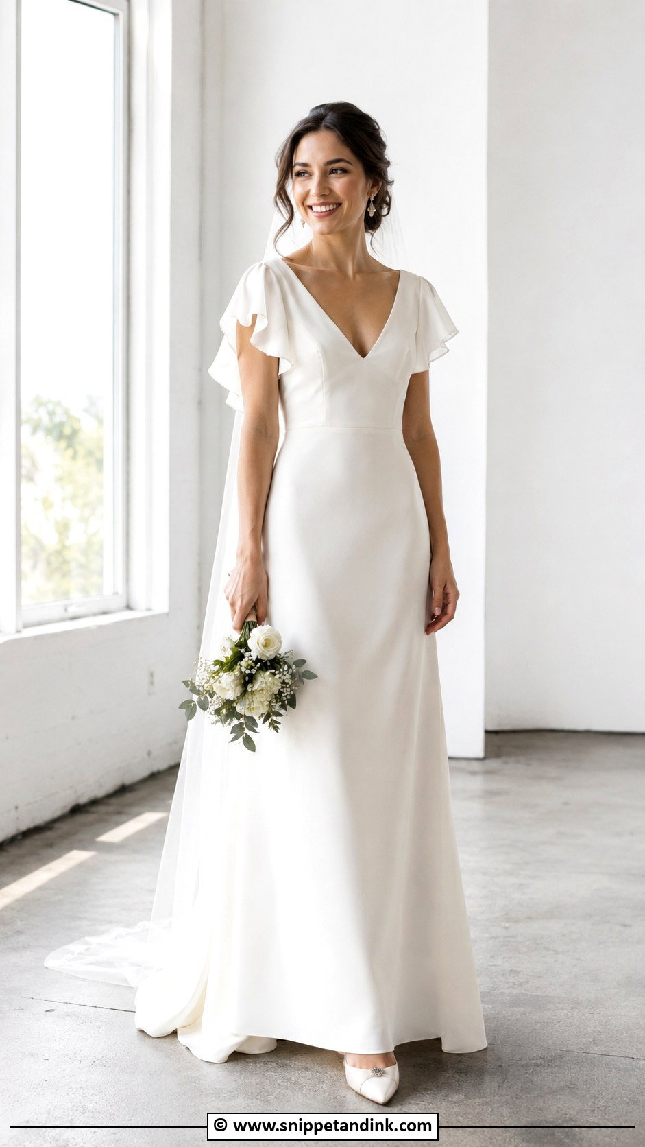 Petite Flutter Sleeve Wedding Dress - Snippet and Ink - 25 Flutter Sleeve Wedding Dress Ideas