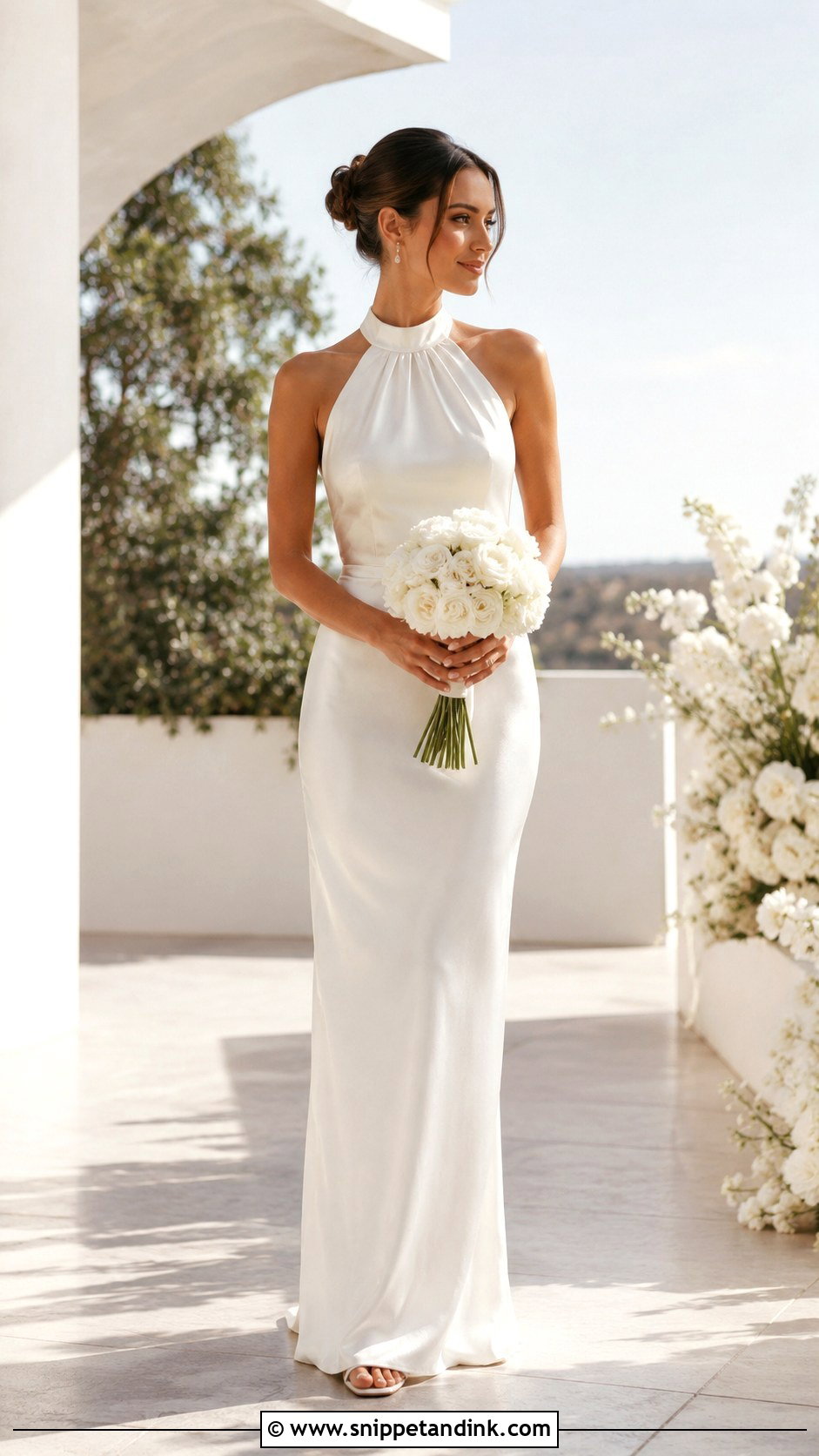 Petite Halter Wedding Dress With Sleek Updo - Snippet and Ink - 25 Petite Wedding Dresses Short Bride
