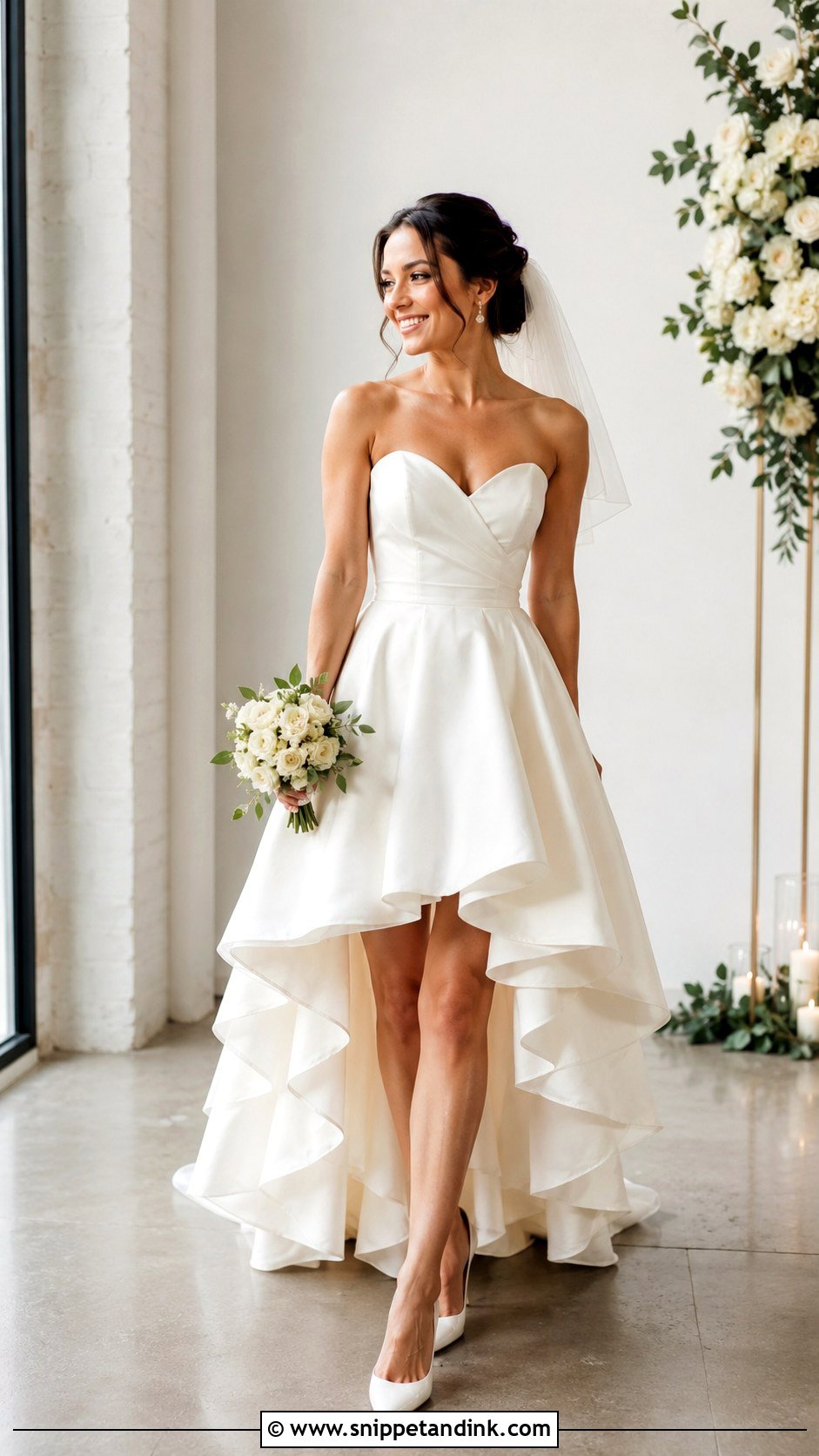 Petite High Low Wedding Dress With Pointed Heels - Snippet and Ink - 25 High Low Wedding Dress Ideas