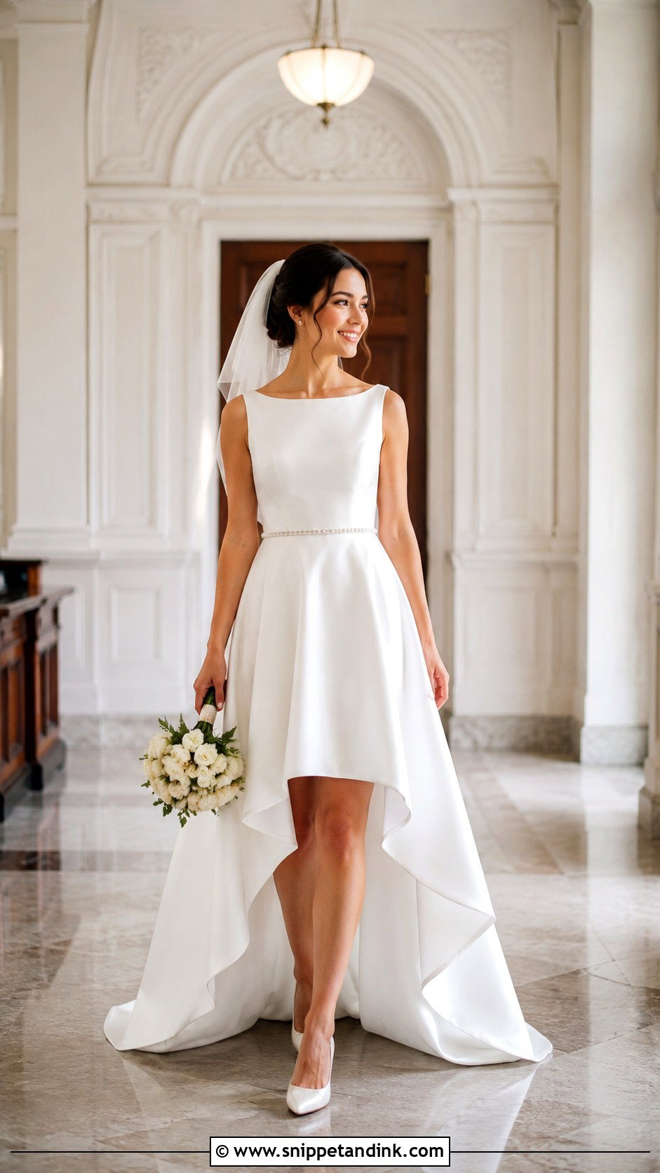 Petite High Low Wedding Dress With Pointed Toe Heels - Snippet and Ink - 20 High Low Wedding Dresses
