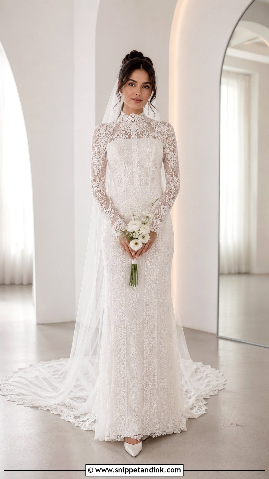 Petite High Neck Wedding Dress - Snippet and Ink - 20 Full Coverage Wedding Dress Ideas