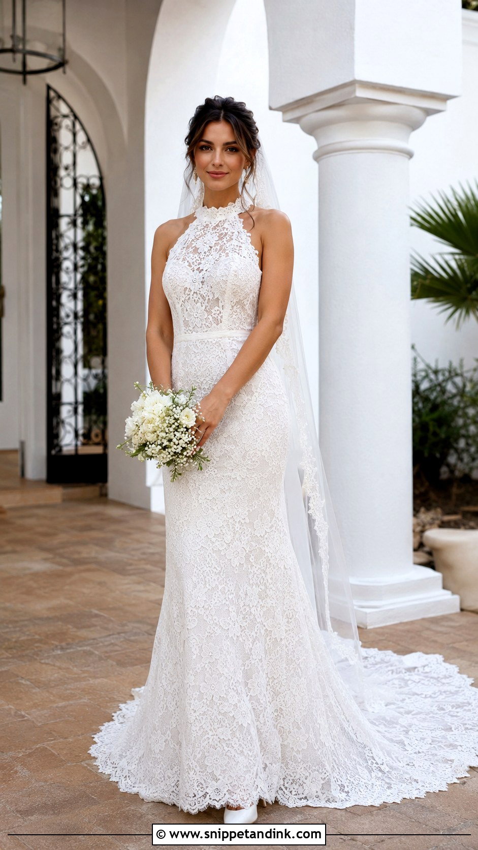 Petite Lace Halter Wedding Dress - Snippet and Ink - 20 Lace Halter Wedding Dress Ideas