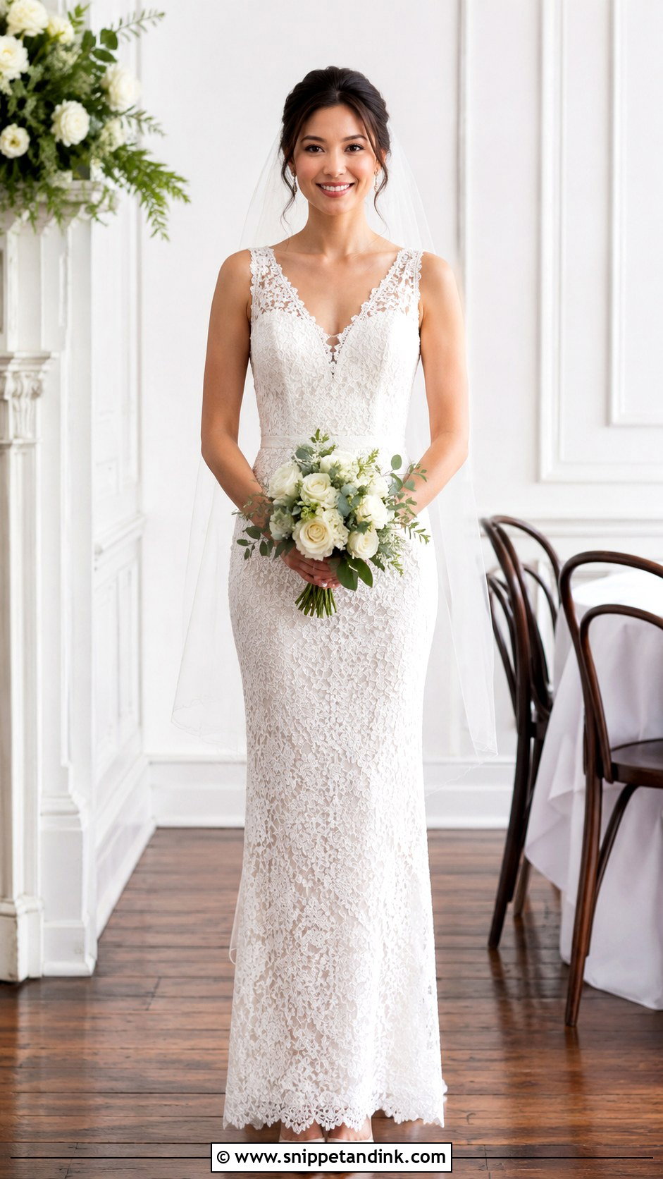 Petite Lace Sheath Wedding Dress - Snippet and Ink - 20 Lace Bride Dress Ideas