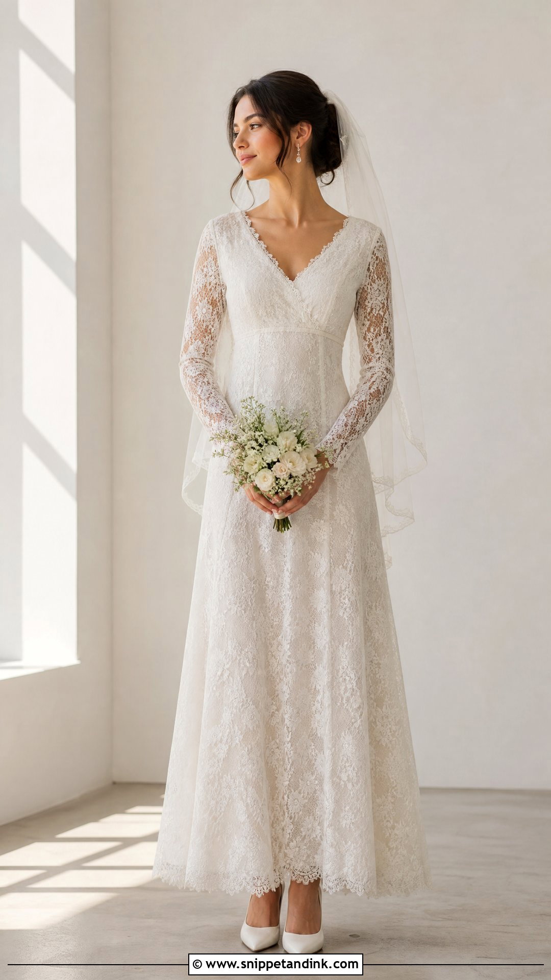 Petite Lace Wedding Dress With Fitted Sleeves - Snippet and Ink - 20 Vintage Lace Wedding Dress with Sleeves