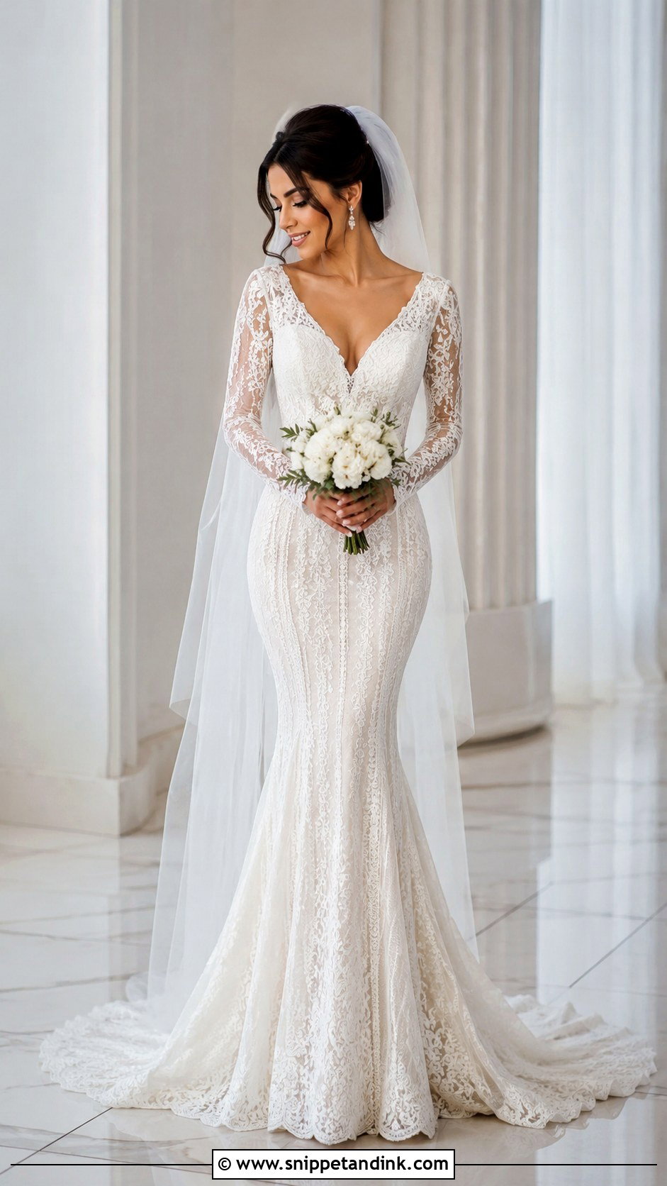Petite Long Sleeve Mermaid Wedding Dress - Snippet and Ink - 25 Long Sleeve Mermaid Wedding Dress Ideas