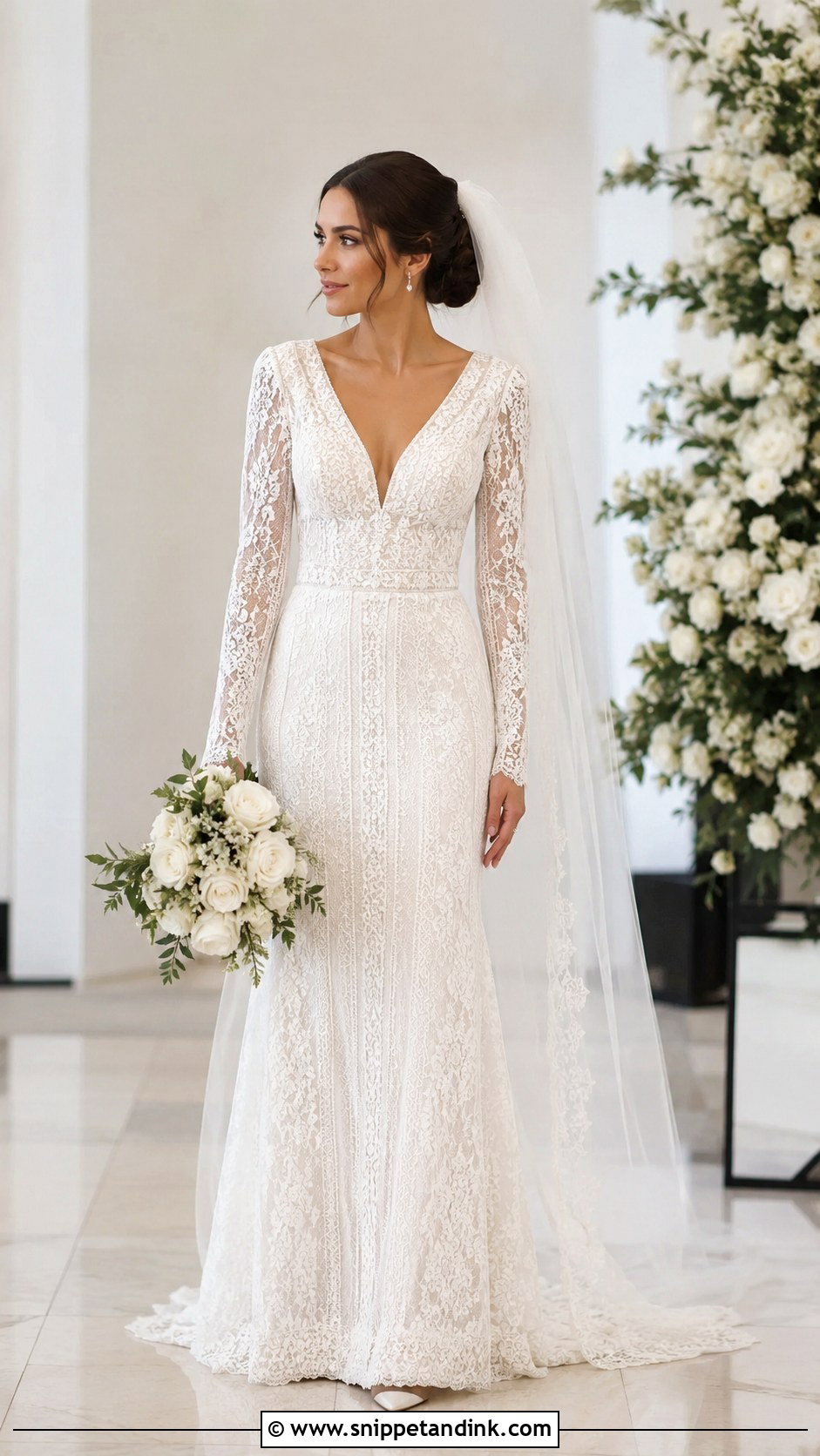 Petite Long Sleeve V Neck Wedding Dress - Snippet and Ink - 20 Long Sleeve V Neck Wedding Dress Ideas