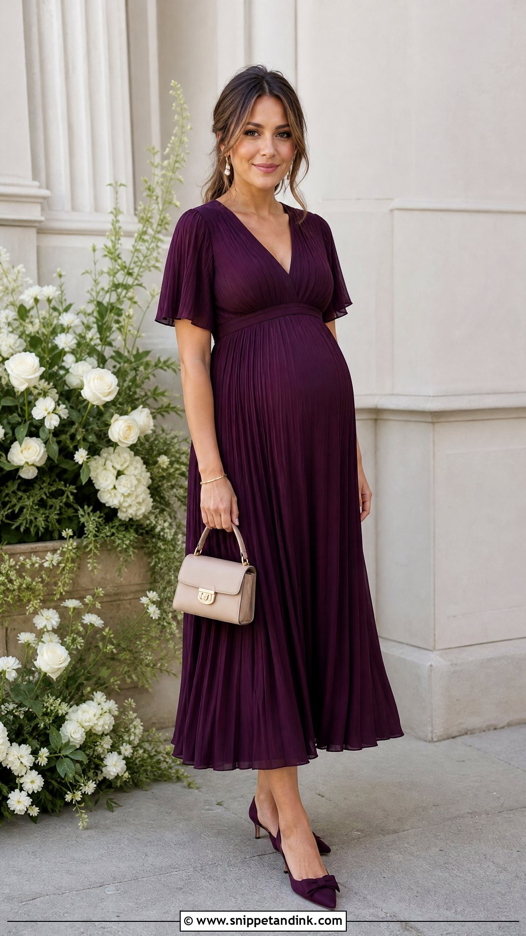 Petite Maternity Wedding Guest Dress Outfit - Snippet and Ink - 20 Pregnancy Outfits for Wedding