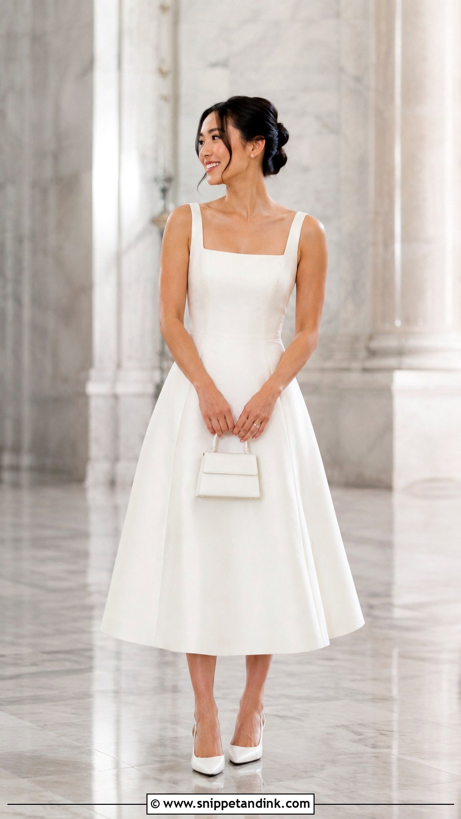 Petite Midi Wedding Dress With Slingback Heels - Snippet and Ink - 25 Petite Wedding Dresses Short Bride