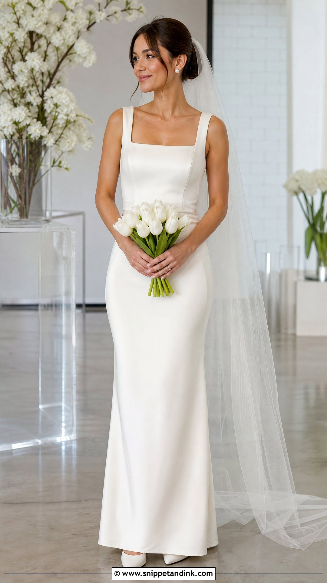 Petite Minimalist Sheath Wedding Gown - Snippet and Ink - 20 Sheath Wedding Gown Ideas