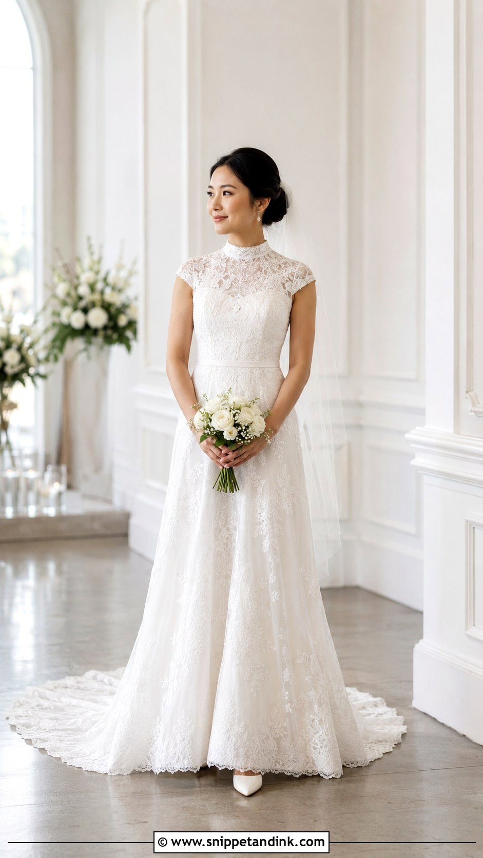 Petite Mock Neck Wedding Dress - Snippet and Ink - 20 Mock Neck Wedding Dress Ideas