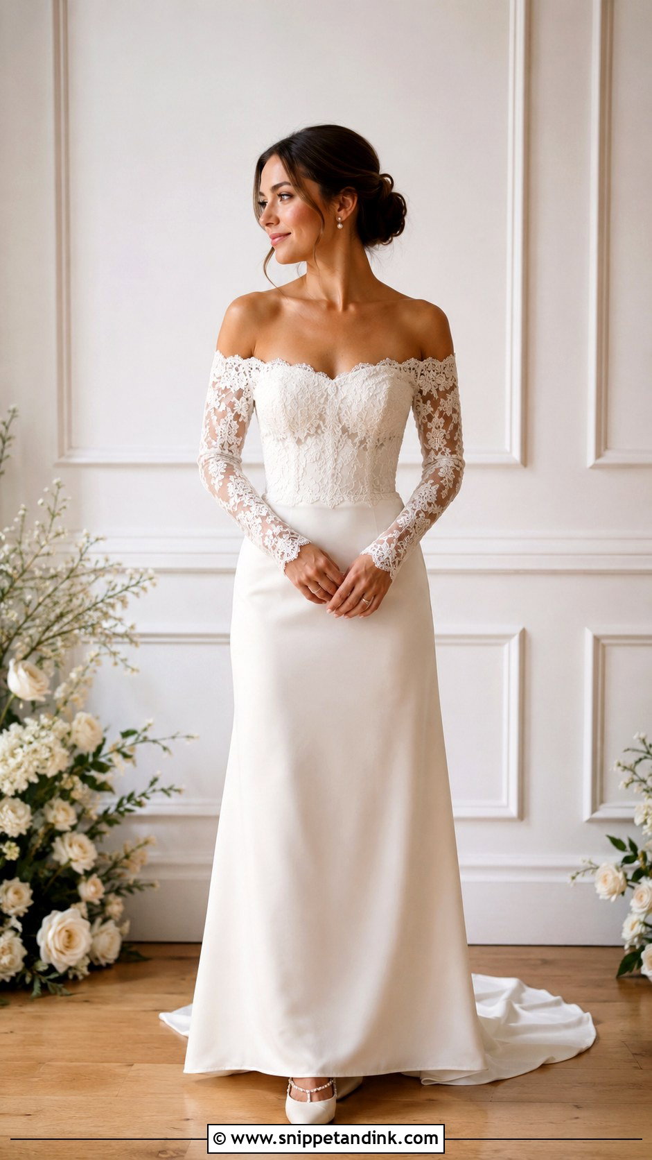 Petite Off Shoulder Wedding Dress - Snippet and Ink - 30 Wedding Dress for Short Women Ideas