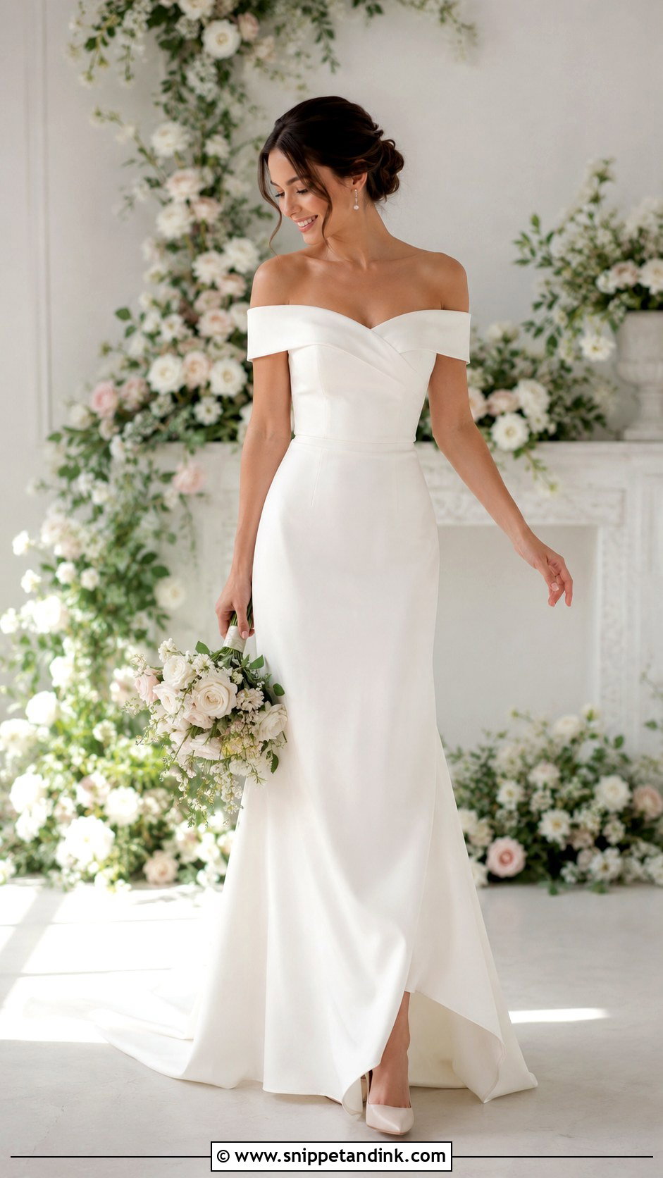 Petite Off Shoulder Wedding Dress - Snippet and Ink - 25 Petite Wedding Dress Ideas
