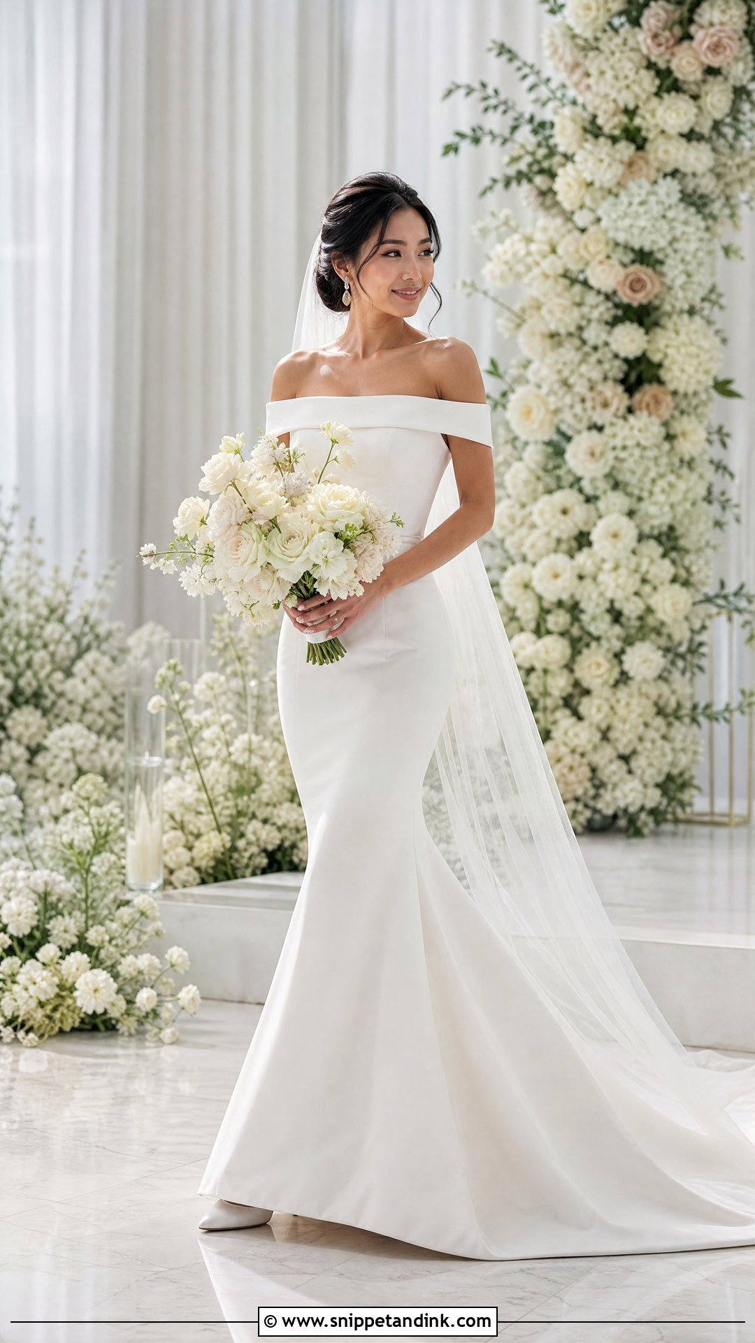 Petite Off the Shoulder Wedding Dress - Snippet and Ink - 20 Wedding Dress for Petite Bride Ideas