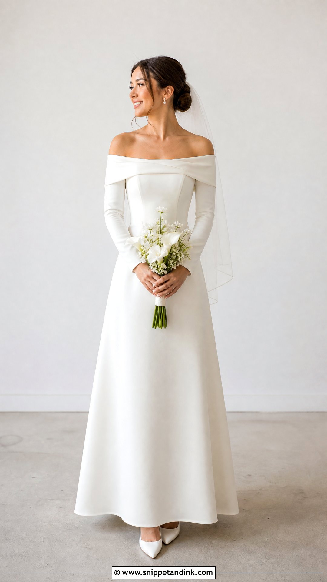 Petite Off the Shoulder Wedding Dress - Snippet and Ink - 20 Simple Long Wedding Dress with Off the Shoulder Sleeves