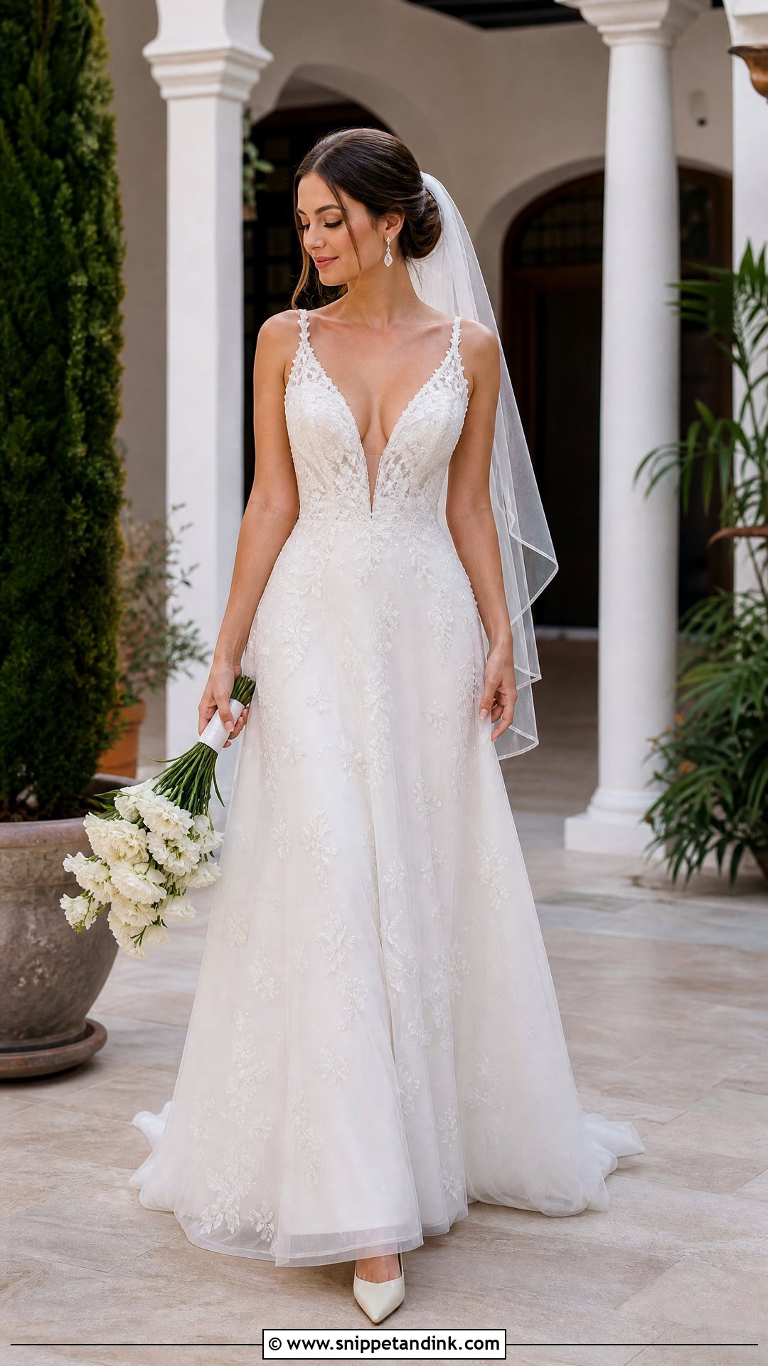 Petite Plunge Neck Wedding Dress - Snippet and Ink - 20 Plunge Neck Wedding Dress Ideas