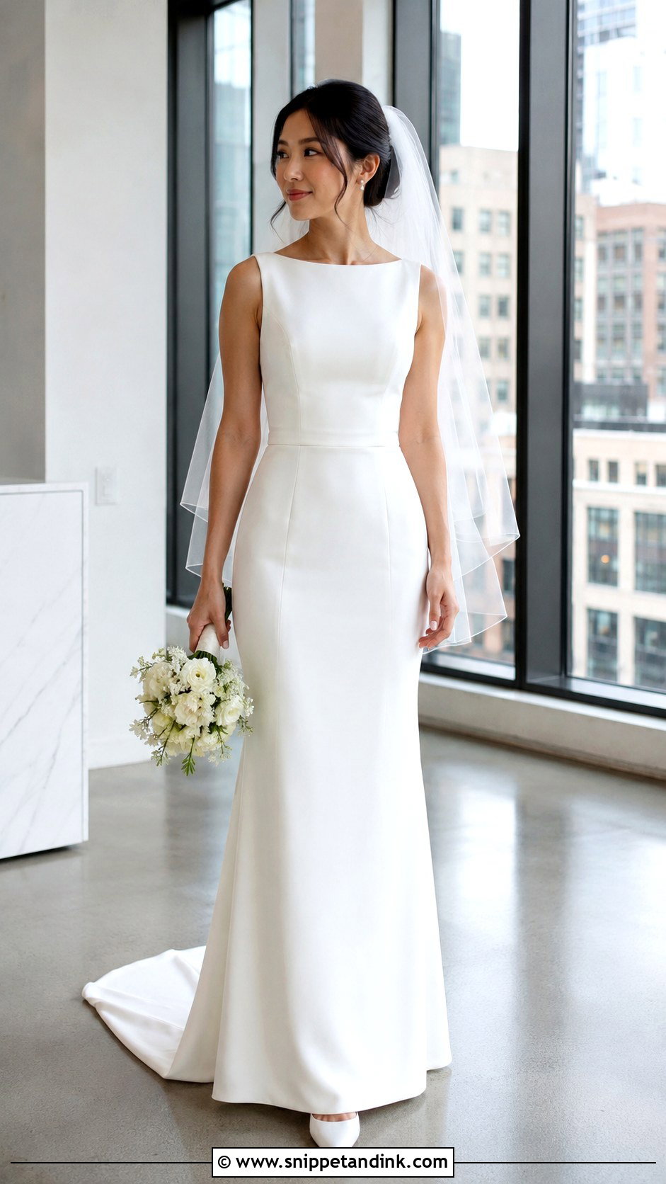 Petite Sheath Boatneck Wedding Dress - Snippet and Ink - 20 Boatneck Wedding Dresses