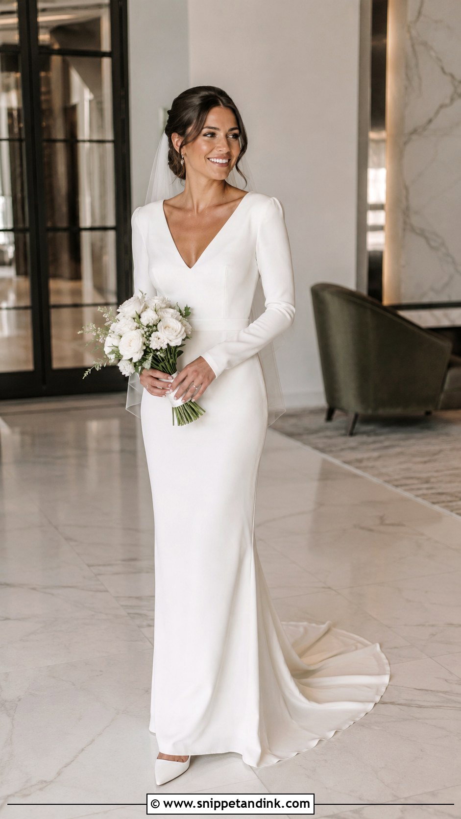 Petite Sheath Long Sleeve Bridal Gown - Snippet and Ink - 20 Long Sleeve Bridal Gown Ideas