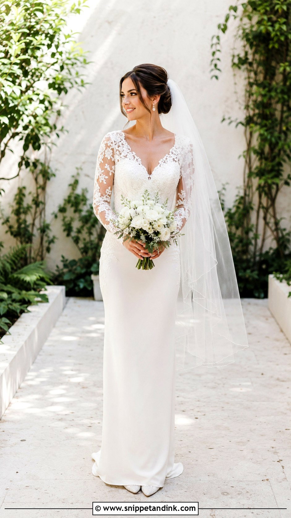 Petite Sheath Wedding Dress With Illusion Sleeves - Snippet and Ink - 20 Ethereal Wedding Dress with Sleeves