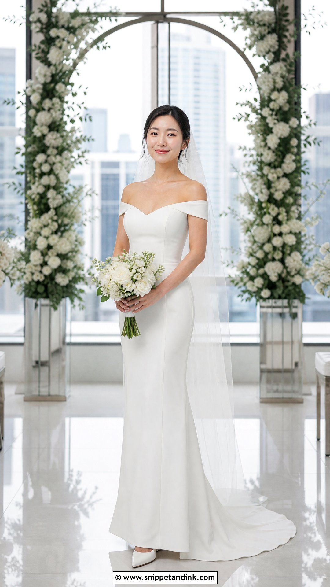 Petite Sheath Wedding Dress With Slim Sleeves - Snippet and Ink - 20 Wedding Dresses Off the Shoulder Sleeves