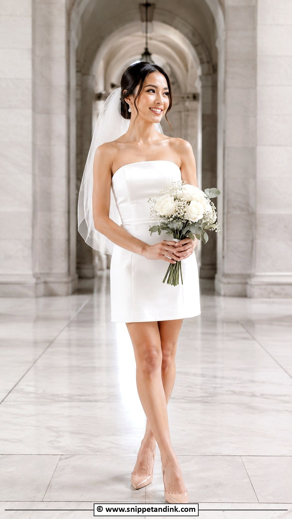 Petite Short Wedding Dress With Nude Pumps - Snippet and Ink - 35 Short Wedding Dress Ideas
