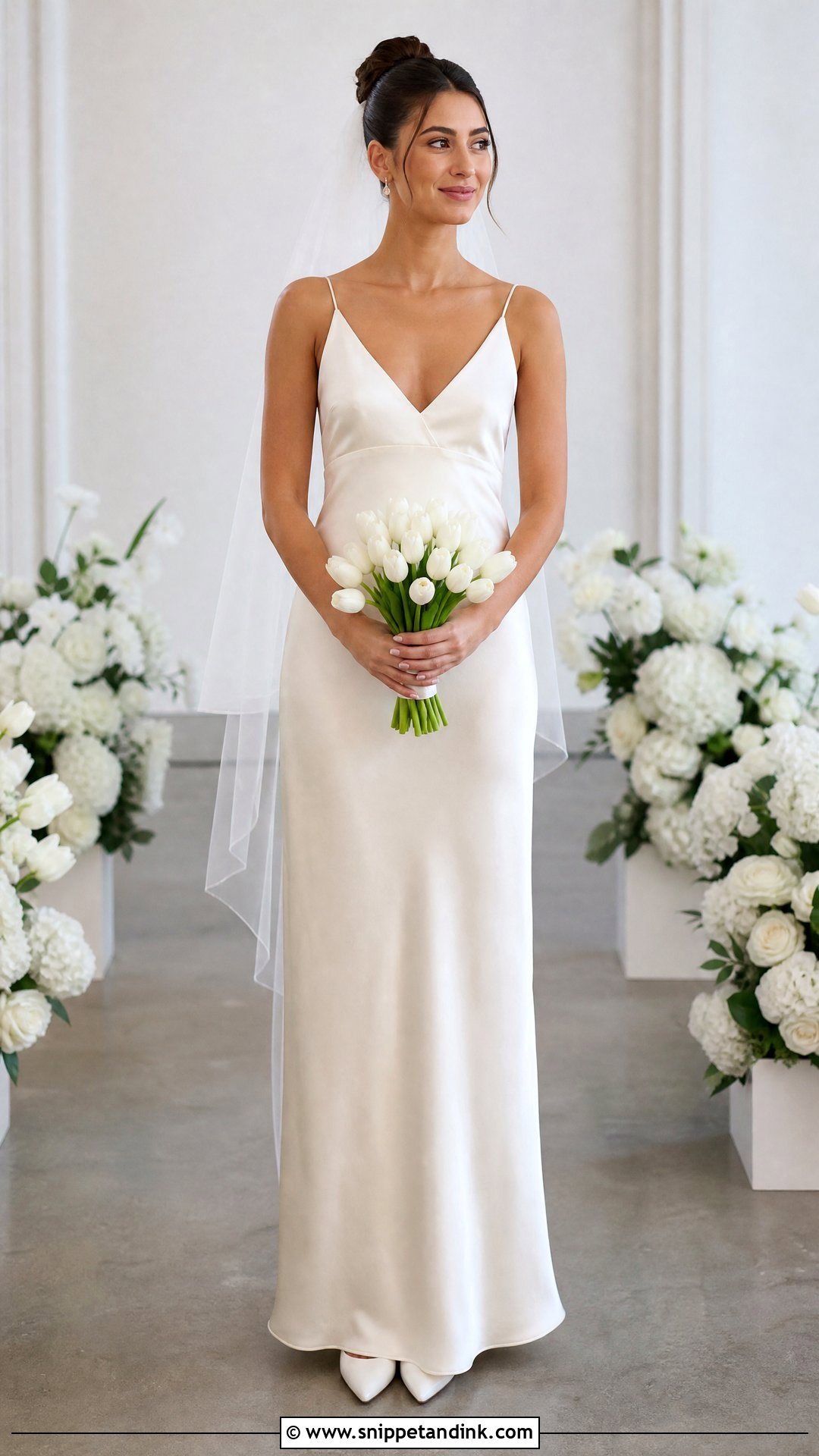 Petite Silk Slip Wedding Dress With Pointed Heels - Snippet and Ink - 20 Silk Slip Wedding Dress Ideas