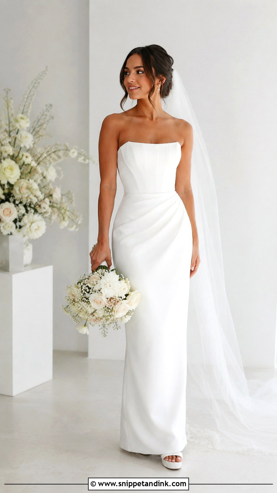 Petite Strapless Wedding Dress With Platform Sandals - Snippet and Ink - 25 Petite Wedding Dresses Short Bride