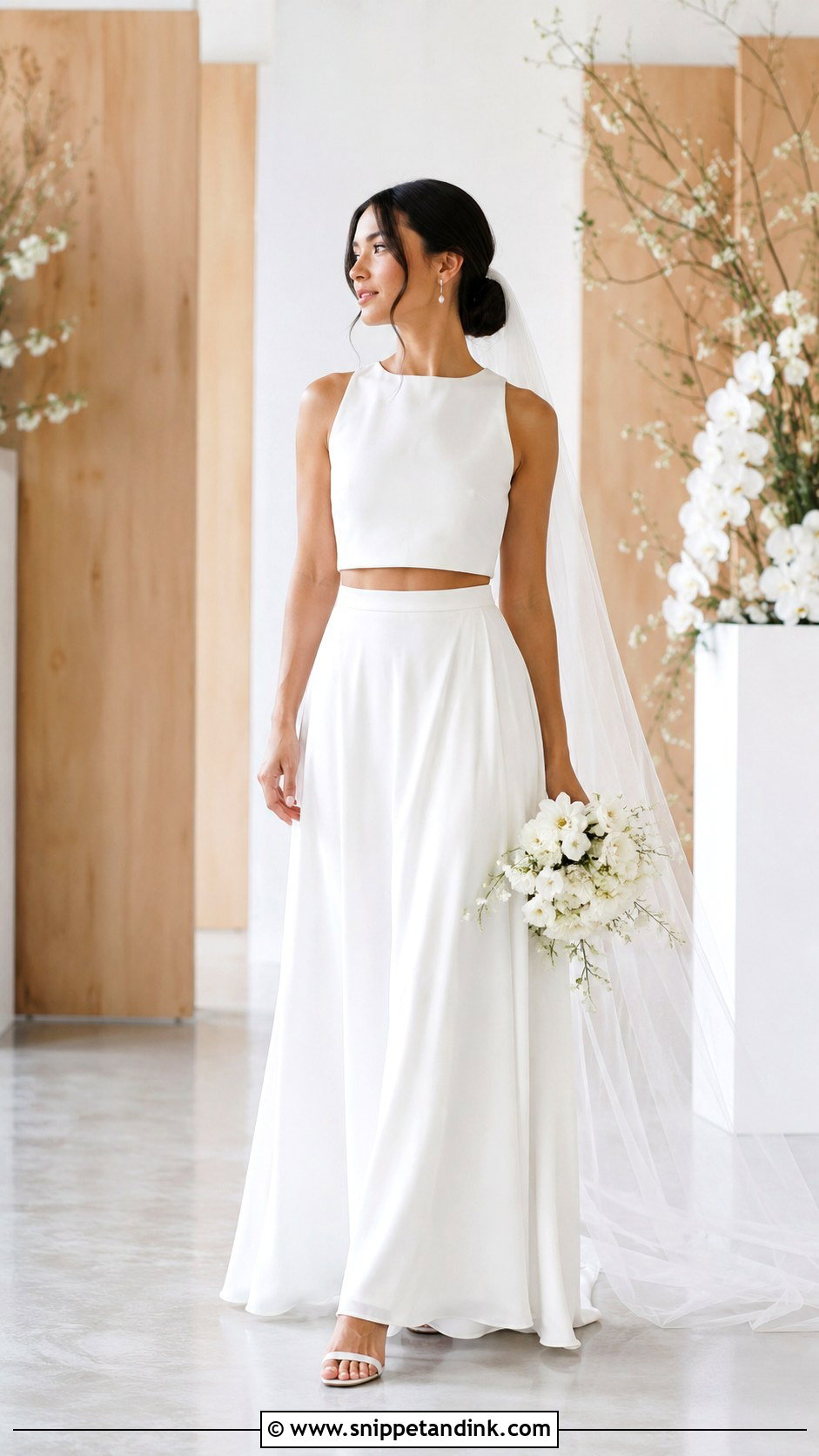Petite Two Piece Wedding Dress With Heeled Sandals - Snippet and Ink - 25 Petite Wedding Dresses Short Bride