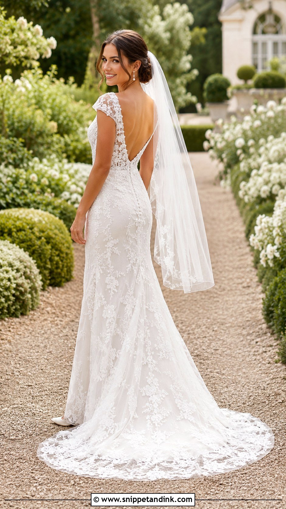 Petite V Back Lace Wedding Dress - Snippet and Ink - 20 Lace Back Wedding Dress Ideas