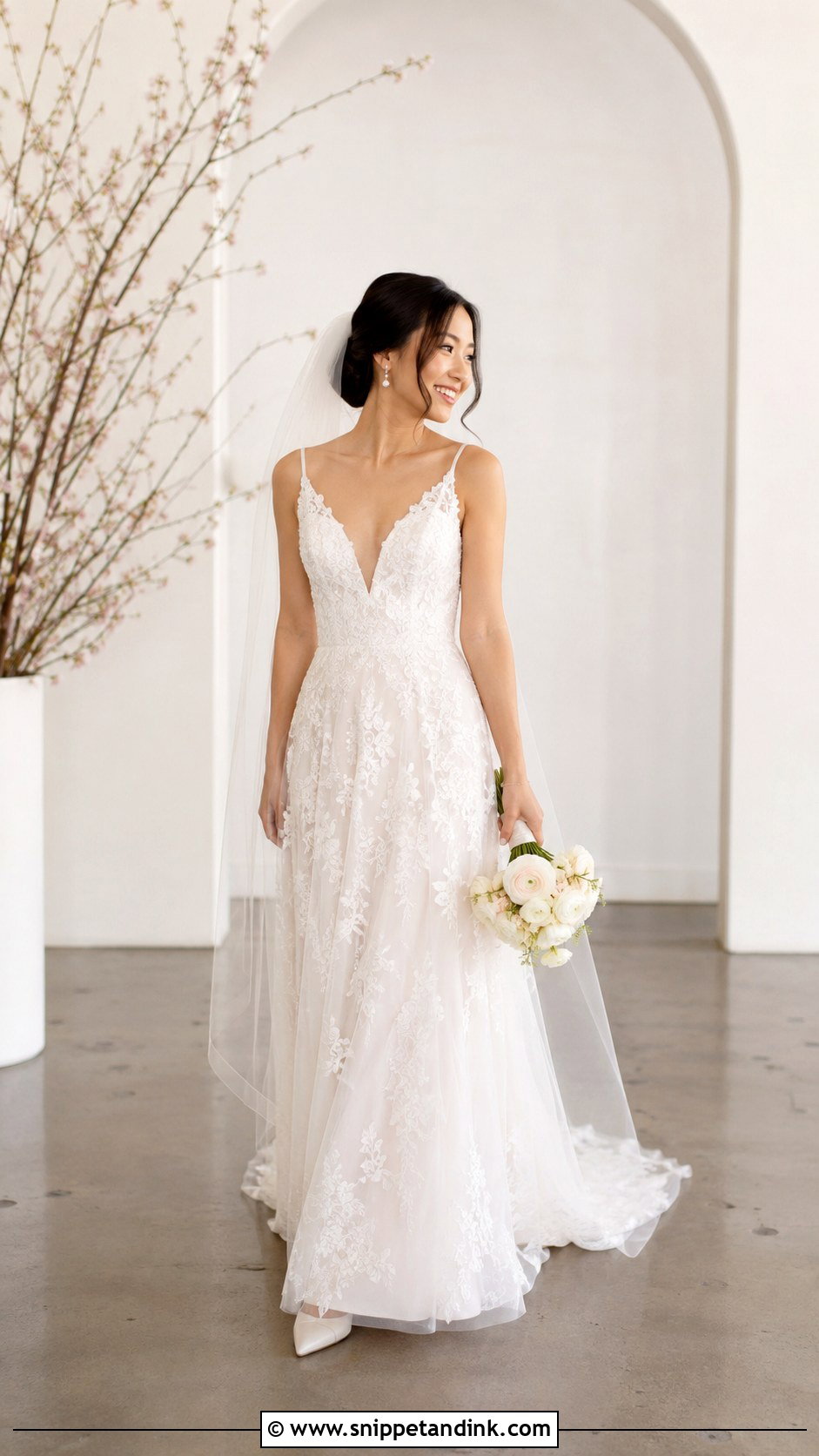 Petite V Neck A Line Wedding Dress - Snippet and Ink - 20 V Neck a Line Wedding Dress Ideas