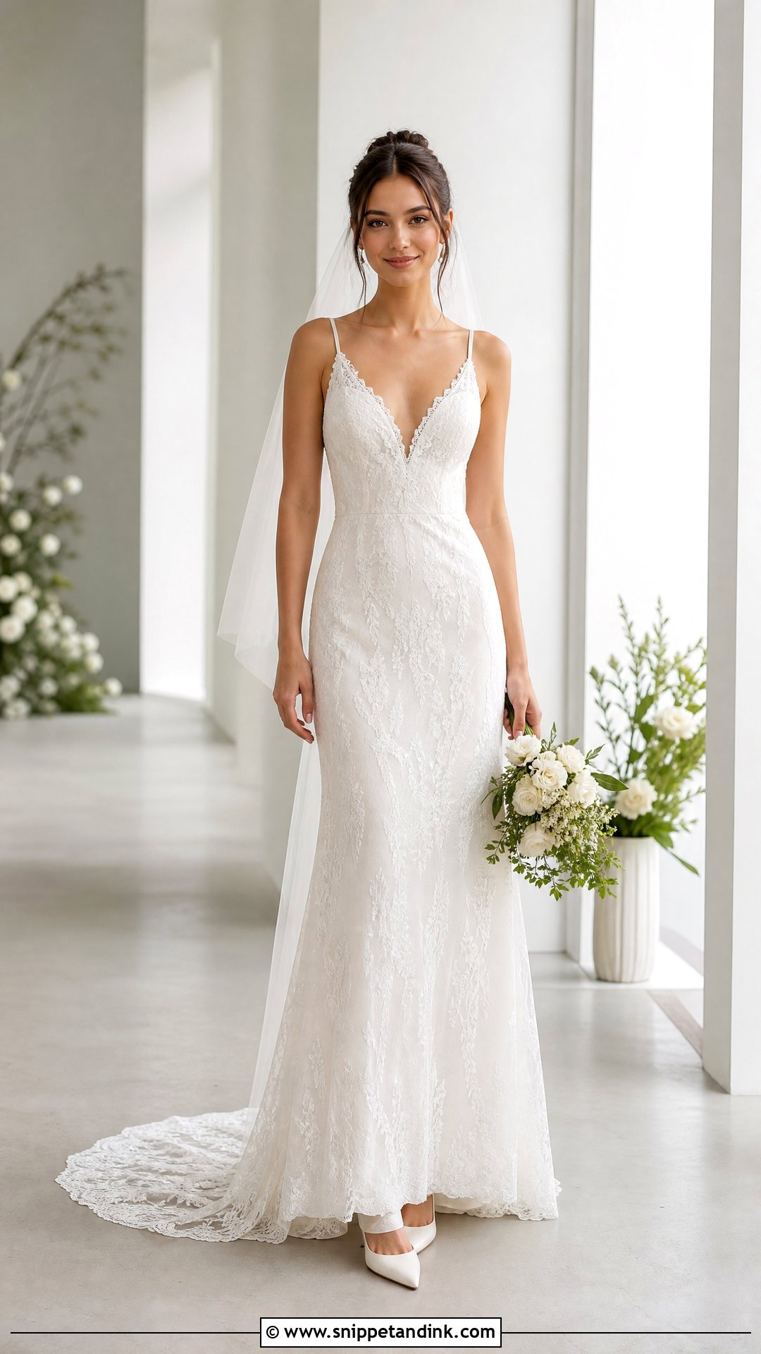 Petite V Neck Bridal Gown - Snippet and Ink - 20 V Neck Bridal Gown Ideas