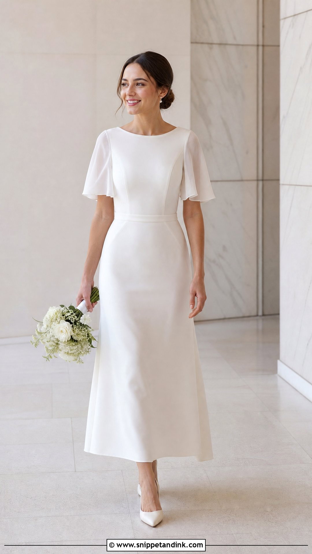 Petite Wedding Dress With Short Cape Sleeves - Snippet and Ink - 20 Wedding Dress with Cape Sleeves