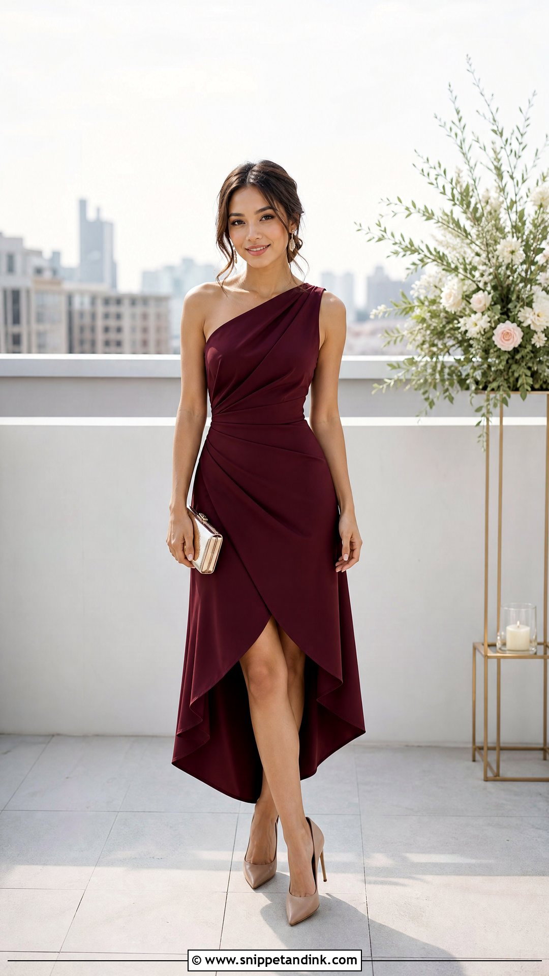 Petite Wine Asymmetrical Dress Wedding Outfit - Snippet and Ink - 20 Wine Dress Outfit Wedding Ideas