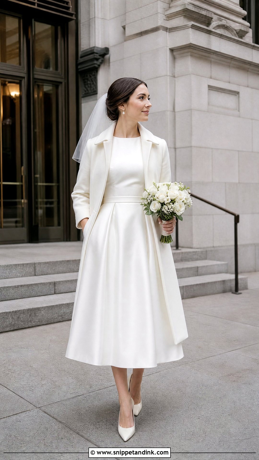 Petite Winter Bridal Tea Length Dress - Snippet and Ink - 20 Winter Bridal Ideas
