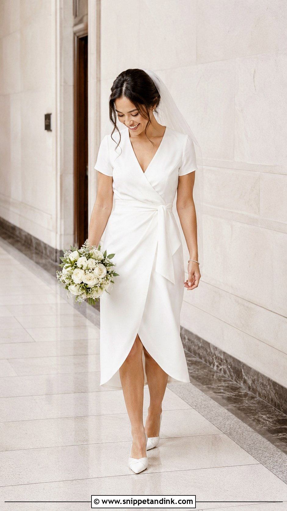 Petite Wrap Wedding Dress With Kitten Heels - Snippet and Ink - 25 Petite Wedding Dresses Short Bride