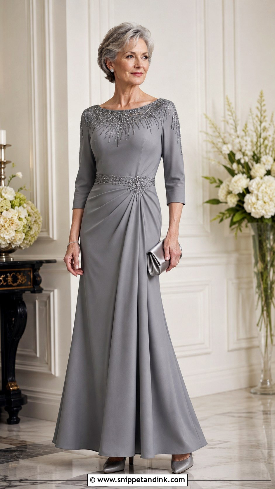 Pewter Gray Beaded Gown - Snippet and Ink - 20 Gray Gown for Principal Sponsors Ideas