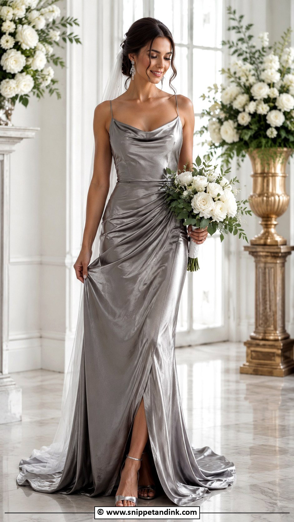 Pewter Grey Wedding Dress - Snippet and Ink - 30 Grey Wedding Dress Ideas