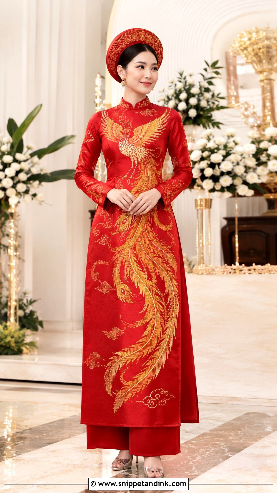 Phoenix Embroidered Ao Dai Wedding Dress - Snippet and Ink - 20 Ao Dai Wedding Dress Ideas