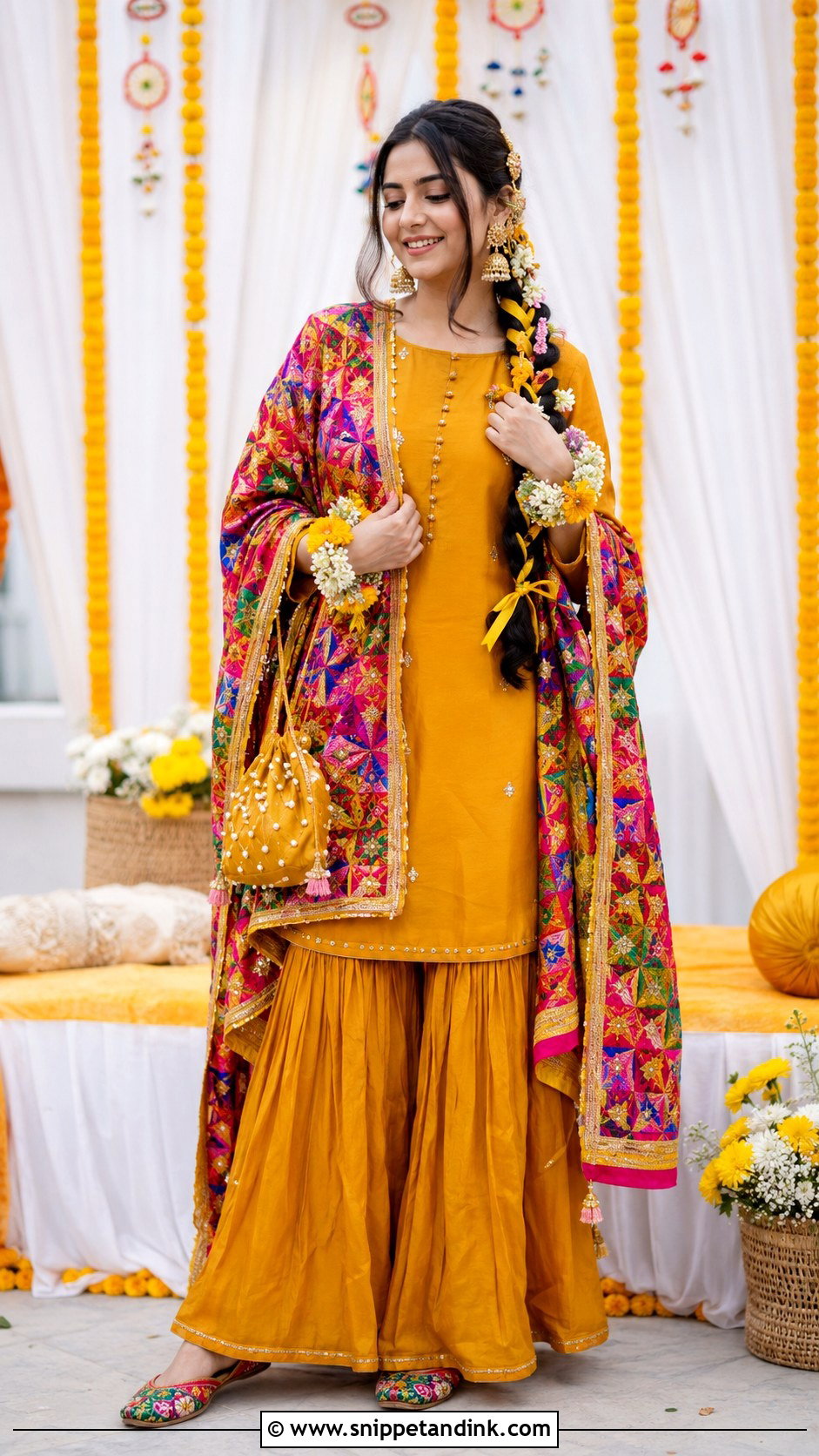 Phulkari Bridal Mayon Dress - Snippet and Ink - 20 Bridal Mayon Dress Ideas