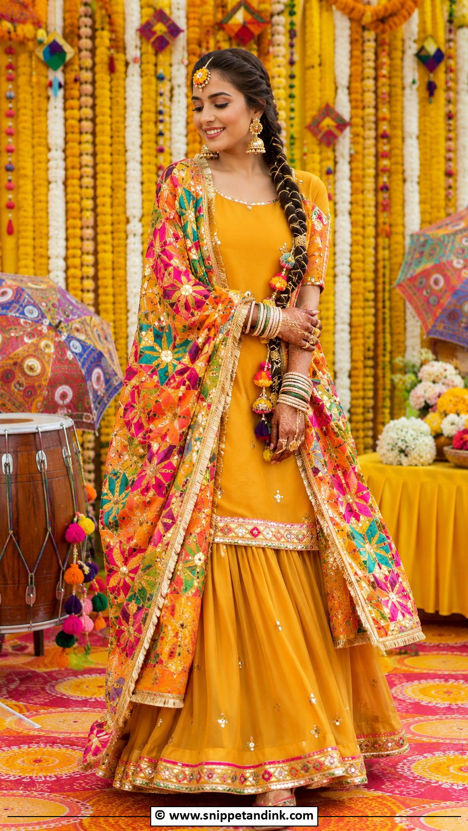 Phulkari Bridal Mehndi Outfit - Snippet and Ink - 25 Indian Bridal Mehndi Outfit Ideas
