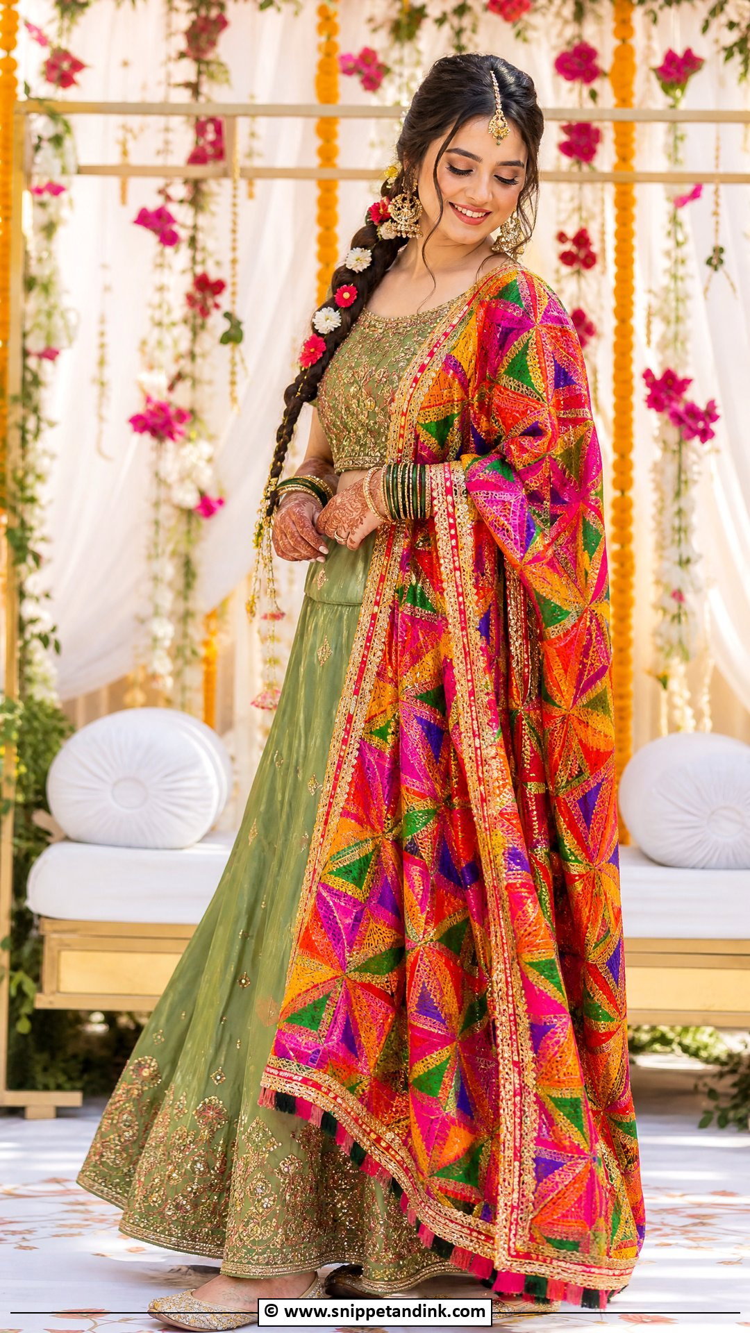 Phulkari Bridal Mehndi Outfit - Snippet and Ink - 35 Bridal Mehndi Outfit Ideas