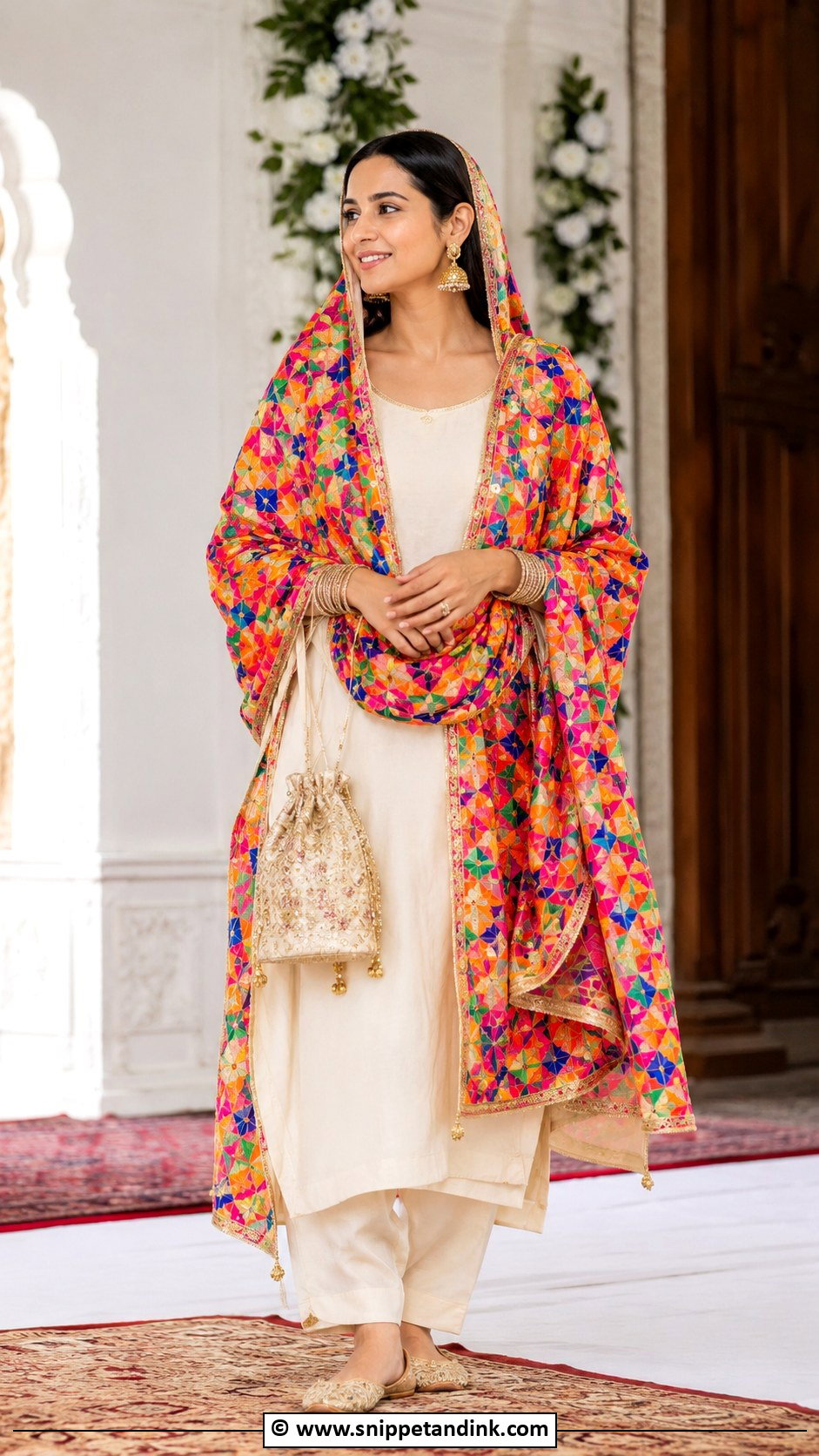 Phulkari Dupatta Suit For Anand Karaj - Snippet and Ink - 30 Anand Karaj Suit Ideas