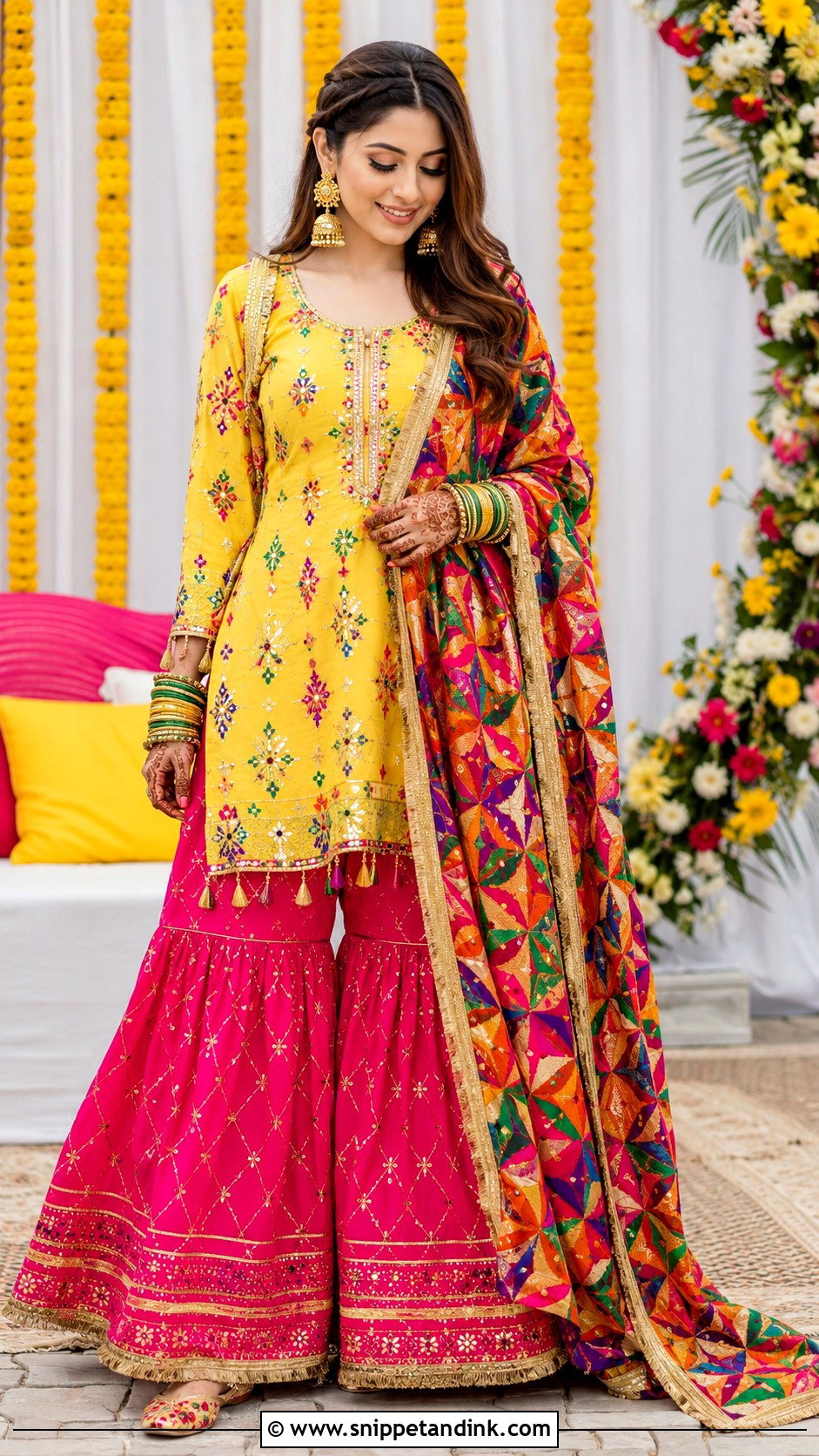 Phulkari Mehndi Outfit - Snippet and Ink - 30 Mehndi Outfit for Bride Ideas