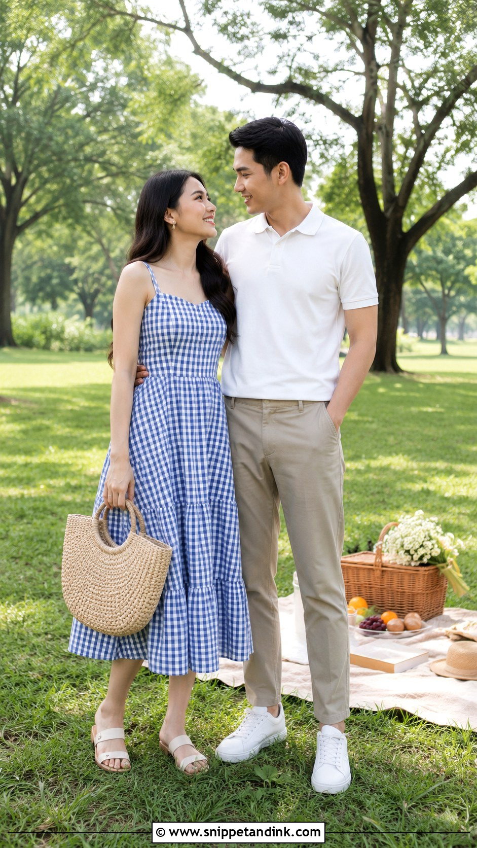 Picnic Prenup Gingham Dress Outfit - Snippet and Ink - 25 Prenup Outfit Ideas Philippines