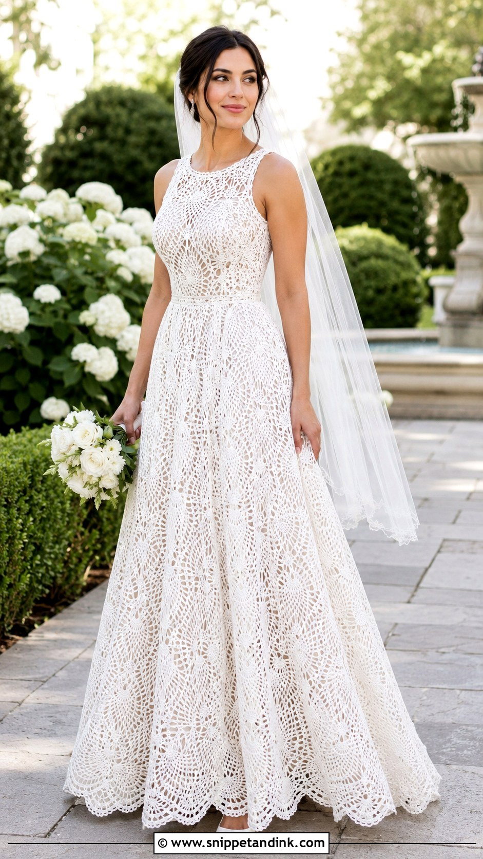 Pineapple Lace Crochet Wedding Dress - Snippet and Ink - 20 DIY Crochet Wedding Dress Ideas