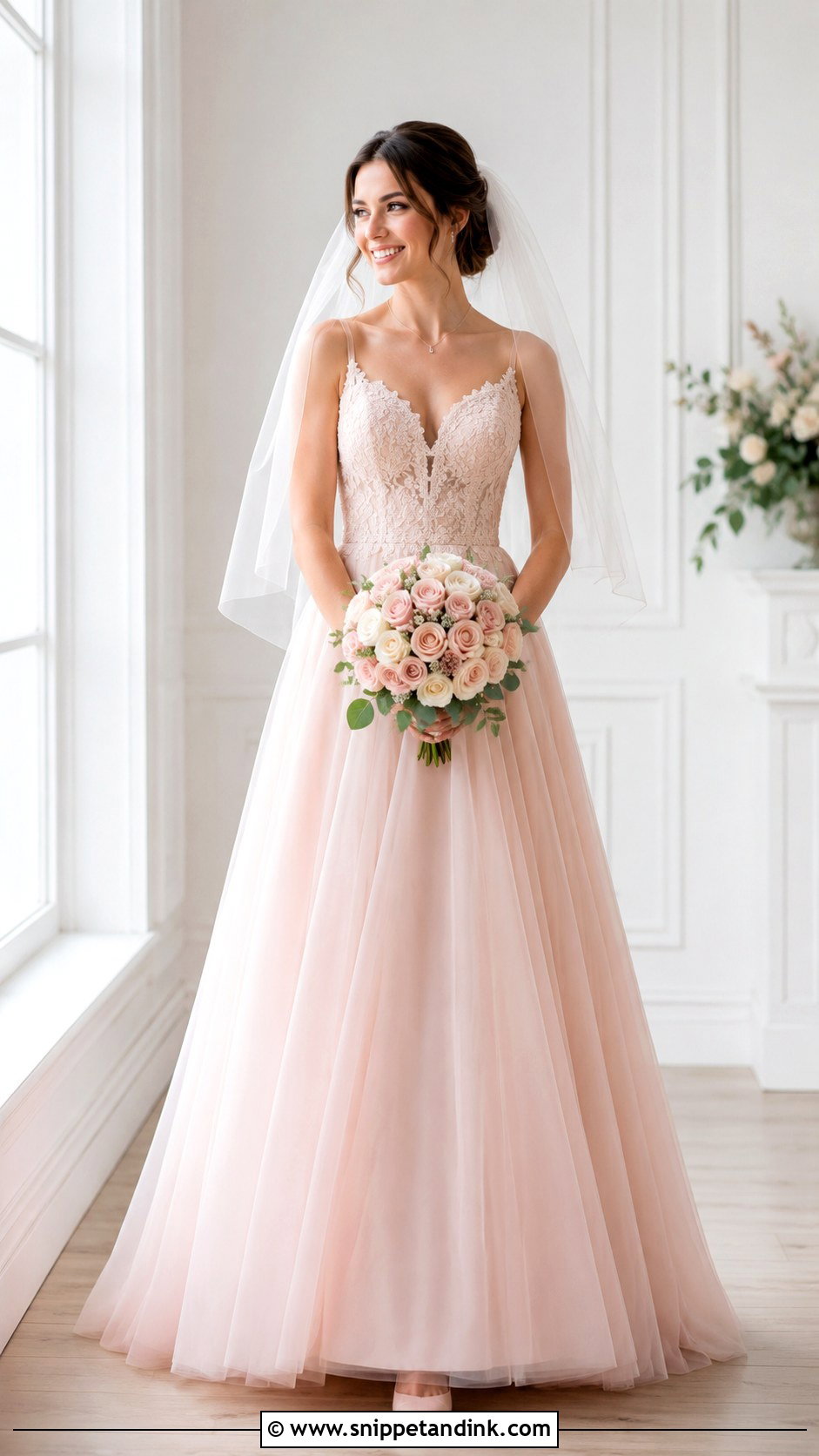 Pink A Line Wedding Dress - Snippet and Ink - 25 Pink Wedding Dresses